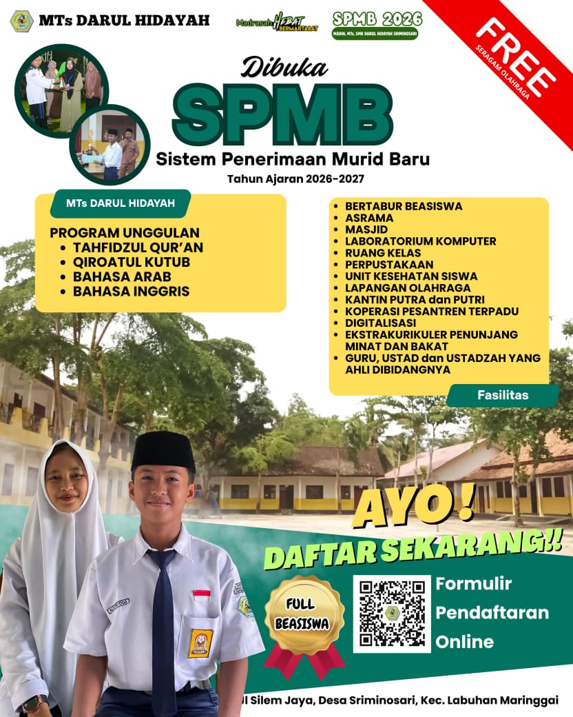 SPMB MTS DARUL HIDAYAH SRIMINOSARI LABUHAN MARINGGAI